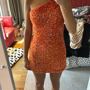 sparkly orange homecoming dress size xs